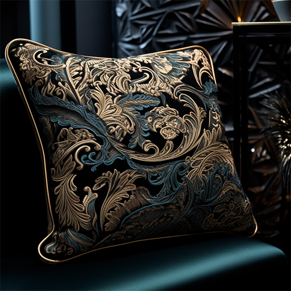Black & Gold Embroidered Cushion
