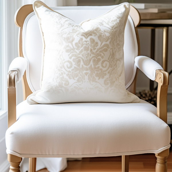 Off White Structured Jacquard Cushion