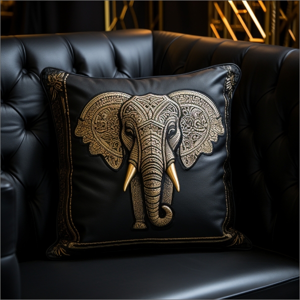 Elephant Insp Leather Cushion
