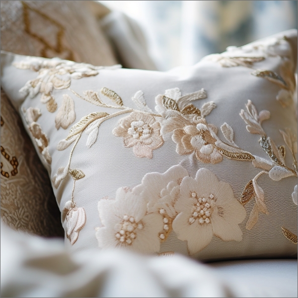 Floral Embroidered Cushion